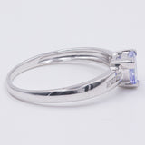 Anello vintage in oro bianco 14K con iolite triangolare e diamanti (0.12ctw ca.), anni '90