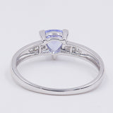 Anello vintage in oro bianco 14K con iolite triangolare e diamanti (0.12ctw ca.), anni '90