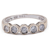 Винтажное кольцо Eternity из белого золота 18 карат с бриллиантом бриллиантовой огранки (0.30 карата), 60-е/70-е годы