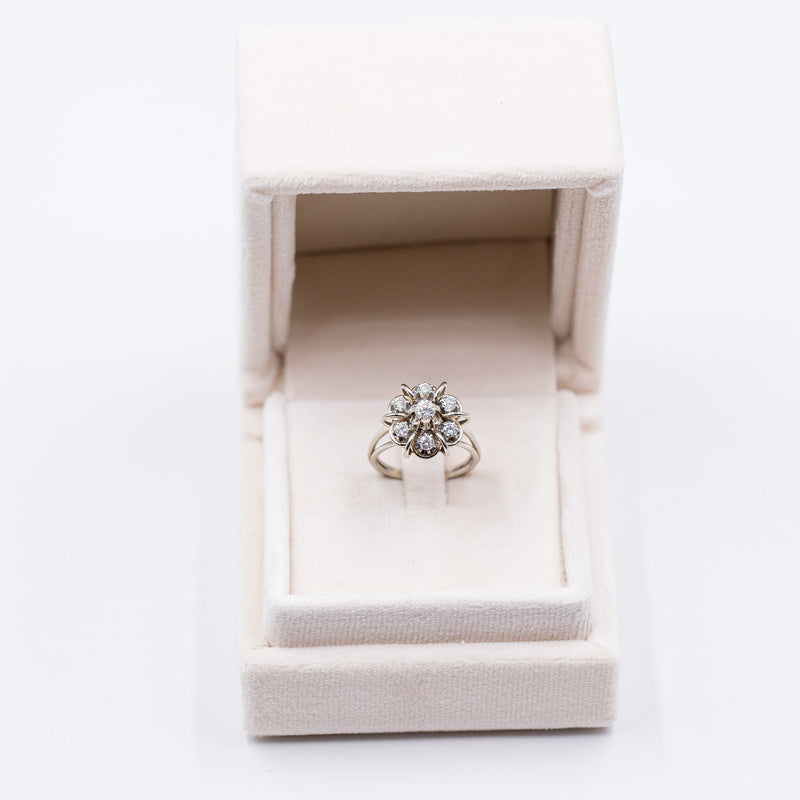 Anello vintage in oro bianco 18k con diamanti (0.47ctw), anni '50/'60