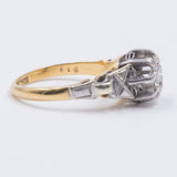 Vintage ring in 18kt gold and platinum with a central 0.15ct diamond, 1940s