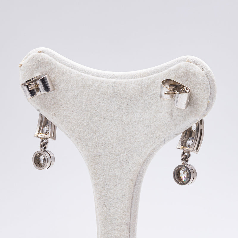 Vintage platinum earrings with diamonds for a total of approx. 1ct, 1960s