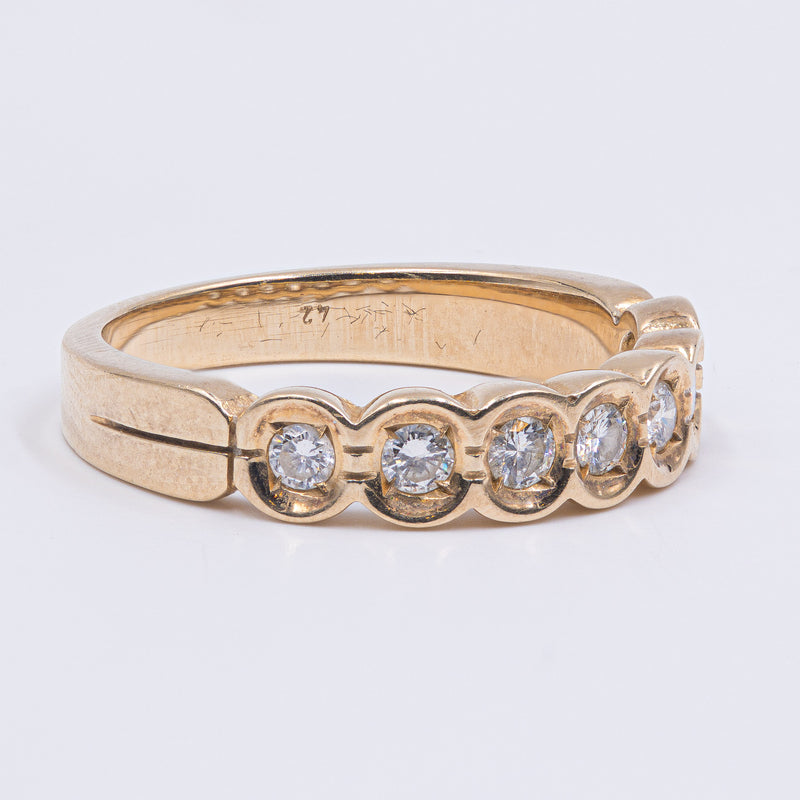Vintage 14k yellow gold ring with brilliant cut diamonds (0.35ctw), 1970s