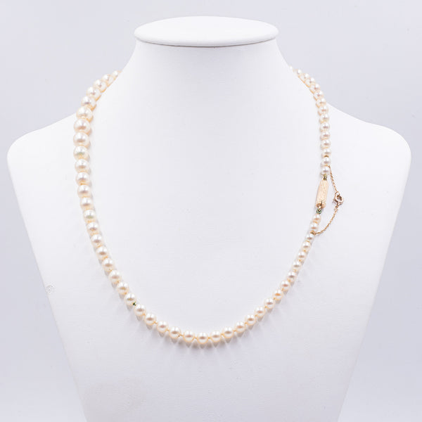 Collana di perle degradanti vintage con susta in oro giallo 18k, anni '60