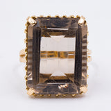 Винтажное коктейльное кольцо из 18-каратного желтого золота с дымчатым кварцем (20 карат), 50-е/60-е годы