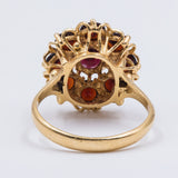 Vintage ring in 18k gold with garnets, 50s