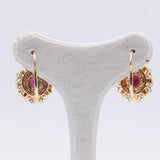 Vintage 18k gold earrings with garnets, 50s