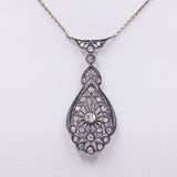 Collar Art Nouveau en oro y plata con diamantes talla rosa, años 10/20