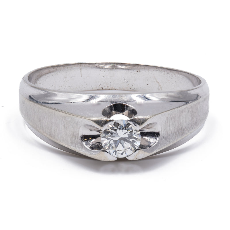 Oro Bianco Solitario Anello Uomo Diamante ANELLO DA UOMO VINTAGE