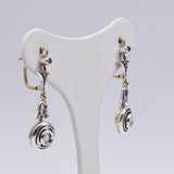 Ohrringe aus 18 Karat Gold und Silber mit Diamanten im Rosenschliff, 20er Jahre