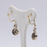 Ohrringe aus 18 Karat Gold und Silber mit Diamanten im Rosenschliff, 20er Jahre
