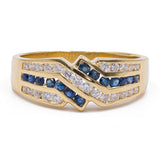 Vintage Ring aus 18 Karat Gelbgold mit Diamanten (0.30 ct) und Saphiren, 60er/70er Jahre