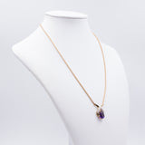 Vintage 14k yellow gold necklace with amethyst and diamonds, 70s