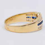 Vintage Ring aus 18 Karat Gelbgold mit Diamanten (0.30 ct) und Saphiren, 60er/70er Jahre