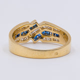Vintage Ring aus 18 Karat Gelbgold mit Diamanten (0.30 ct) und Saphiren, 60er/70er Jahre