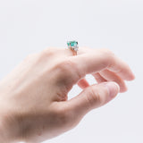 Modern 18K white gold ring with central emerald (2.15ct) and diamonds (0.42ctw)