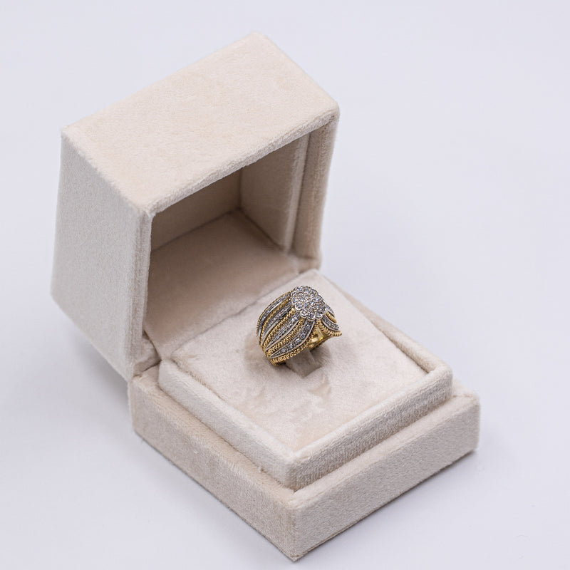Anello vintage in oro bicolore 18k con diamanti (0.48ctw), anni '80