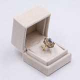 Винтажное кольцо из 18-каратного желтого золота с сапфиром и бриллиантом огранки «роза», 60-е годы