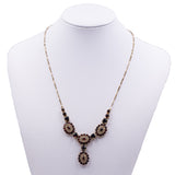 Collana vintage in oro giallo 8k con granati, anni '70