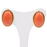 VINTAGE EARRINGS IN 18K YELLOW GOLD WITH ORANGE CORAL, 50s/60s