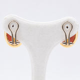 VINTAGE OHRRINGE AUS 18K GELBGOLD MIT ORANGER KORALLE, 50er/60er Jahre