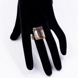 Винтажное коктейльное кольцо из 18-каратного желтого золота с дымчатым кварцем (20 карат), 50-е/60-е годы