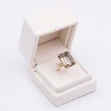Vintage 18 Karat Gelbgold Rauchquarz (20 Karat) Cocktailring, 50er/60er Jahre