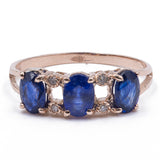 ANTIQUE STYLE RING IN 9K GOLD WITH SAPPHIRES AND DIAMONDS