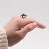 Vintage antiker Ring aus 14 Karat Gold und Silber mit Diamanten im Saphir- und Rosettenschliff