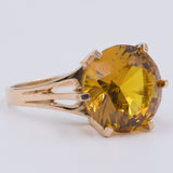 Vintage Cocktailring aus 18 Karat Gelbgold mit synthetischem orangefarbenem Saphir, 70er Jahre