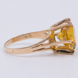 Винтажное коктейльное кольцо из желтого золота 18 карат с синтетическим оранжевым сапфиром, 70-е гг.