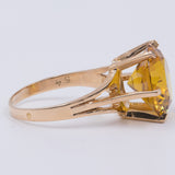 Vintage Cocktailring aus 18 Karat Gelbgold mit synthetischem orangefarbenem Saphir, 70er Jahre
