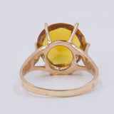 Vintage Cocktailring aus 18 Karat Gelbgold mit synthetischem orangefarbenem Saphir, 70er Jahre