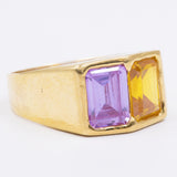 Vintage 18K yellow gold ring with yellow and purple tourmaline, 60s