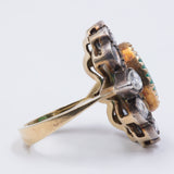Antique gold and silver ring with emerald and rose cut diamonds, early 900s