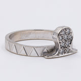 Vintage lyre-shaped ring in 14k white gold with diamonds (0.10ctw), 60s