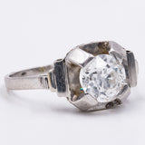 Art Deco solitaire ring in 18k white gold with a 1.25ct diamond, 30s