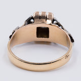 Vintage two-tone 18k gold ring with central diamond (0.15 ct), 40s
