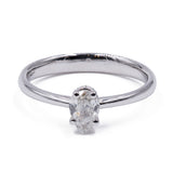 Solitaire with drop cut diamond (0.38 ct) in 18k white gold