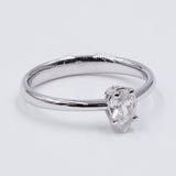 Solitaire with drop cut diamond (0.38 ct) in 18k white gold