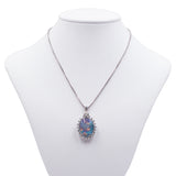 Vintage 14k white gold necklace with triplet opal pendant and diamonds (0.72ct)