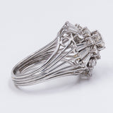 Vintage 18k white gold ring with brilliant and baguette cut diamonds (2.92ct), 50s / 60s