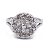 18k white gold patch ring with rosette cut diamonds, 40s