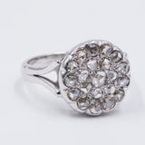 18k white gold patch ring with rosette cut diamonds, 40s