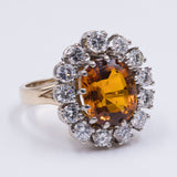 18K gold ring with citrine quartz (4.20ct approx.) And diamonds (1.80ct approx.), 60s
