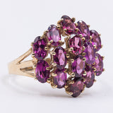 Vintage Ring aus 9 Karat Gelbgold mit lila Turmalinen, 70er Jahre