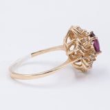 Bague vintage en or 14 carats, diamants et tourmaline, 1960