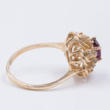 Vintage 14K gold diamond and tourmaline ring, 1960s