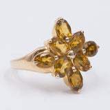 Bague vintage en or 14 carats avec quartz citrine, 1960