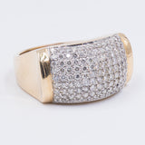 14k yellow gold ring with diamond pavé for a total of 1.8ct, 70s / 80s